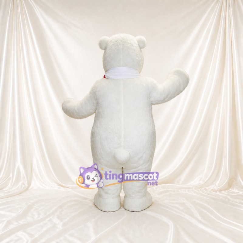 White and Red Polar Bear Mascot Costume Full Body for Adults School Events