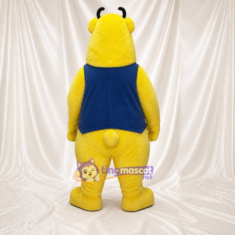 Yellow Worker Bear Mascot Costume Full Body for Adults Promotions