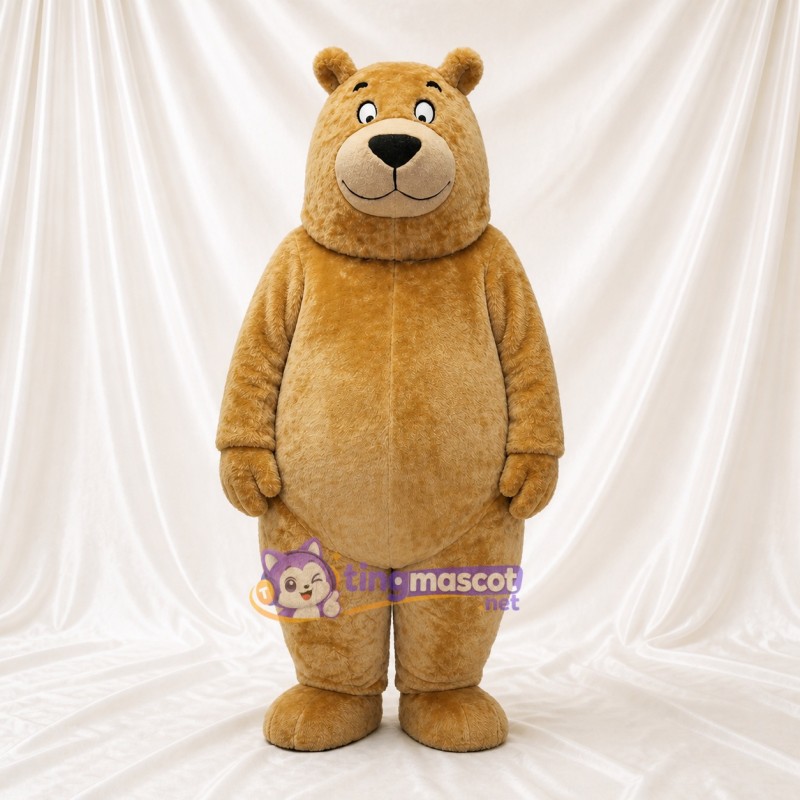 Tan Bear Mascot Costume Full Body for Adults School Events
