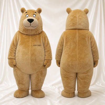 Tan Bear Mascot Costume Full Body for Adults School Events
