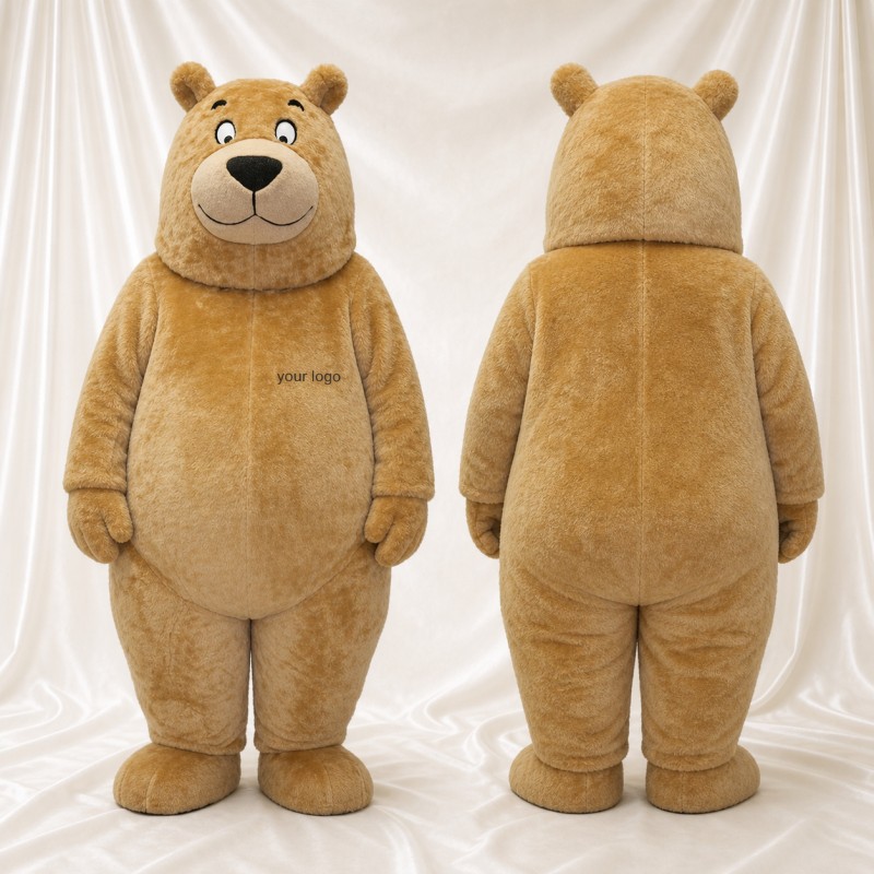 Tan Bear Mascot Costume Full Body for Adults School Events