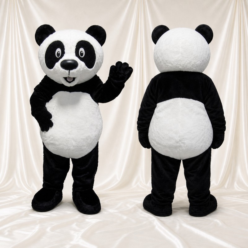 Construction Panda Mascot Costume Full Body for Adults School Events