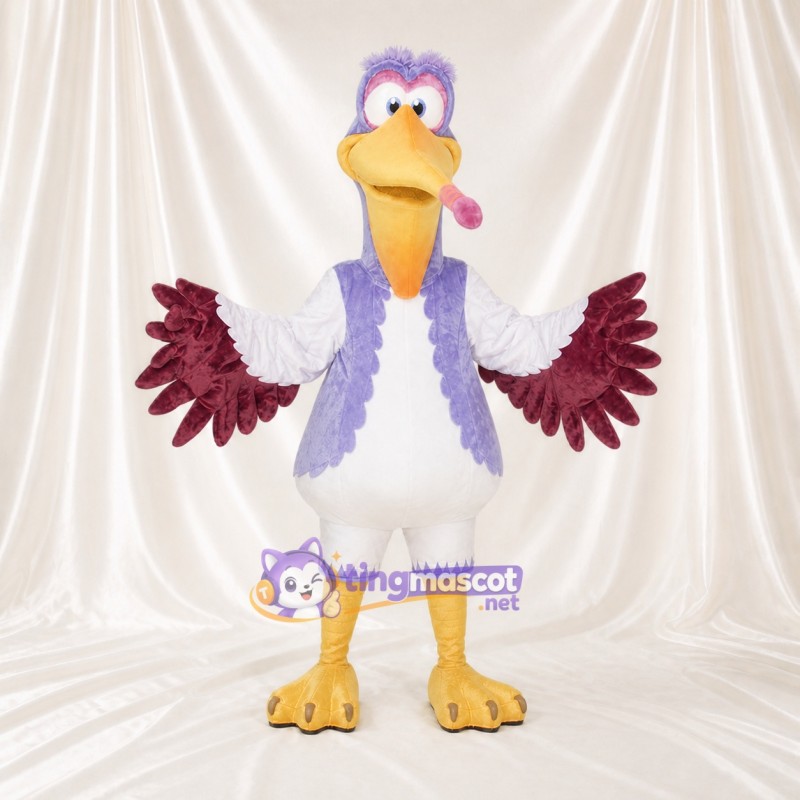 Purple Bird Mascot Costume Full Body for Adults School Events
