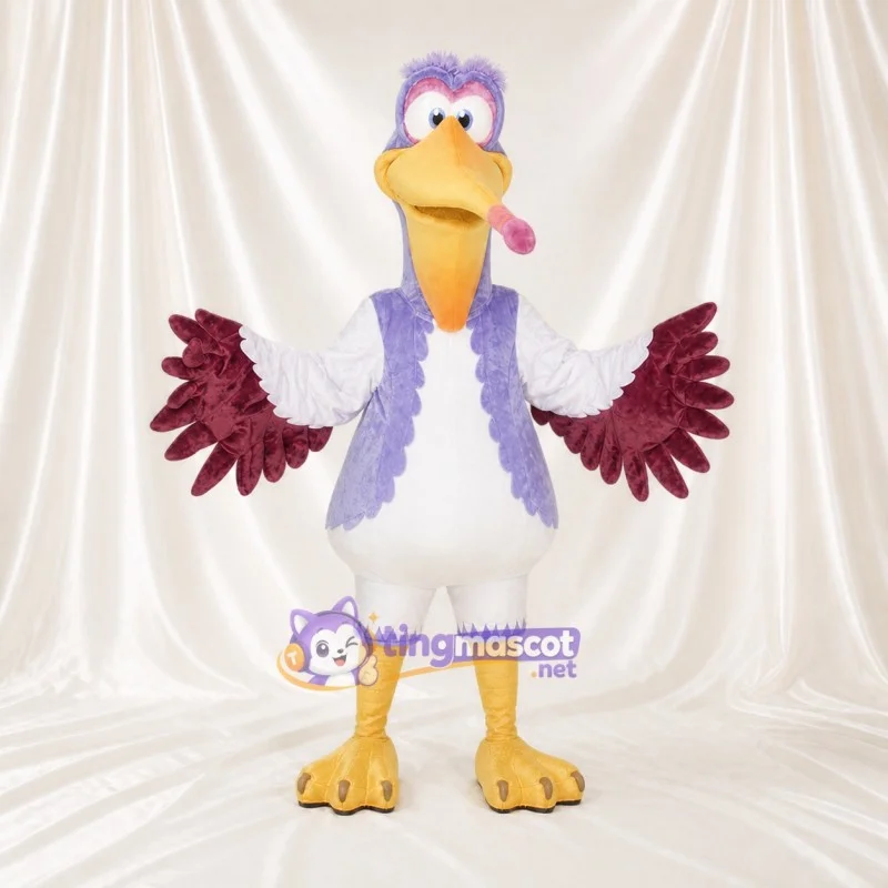 Purple White And Yellow Bird Mascot Costume for Schools | Tingmascot