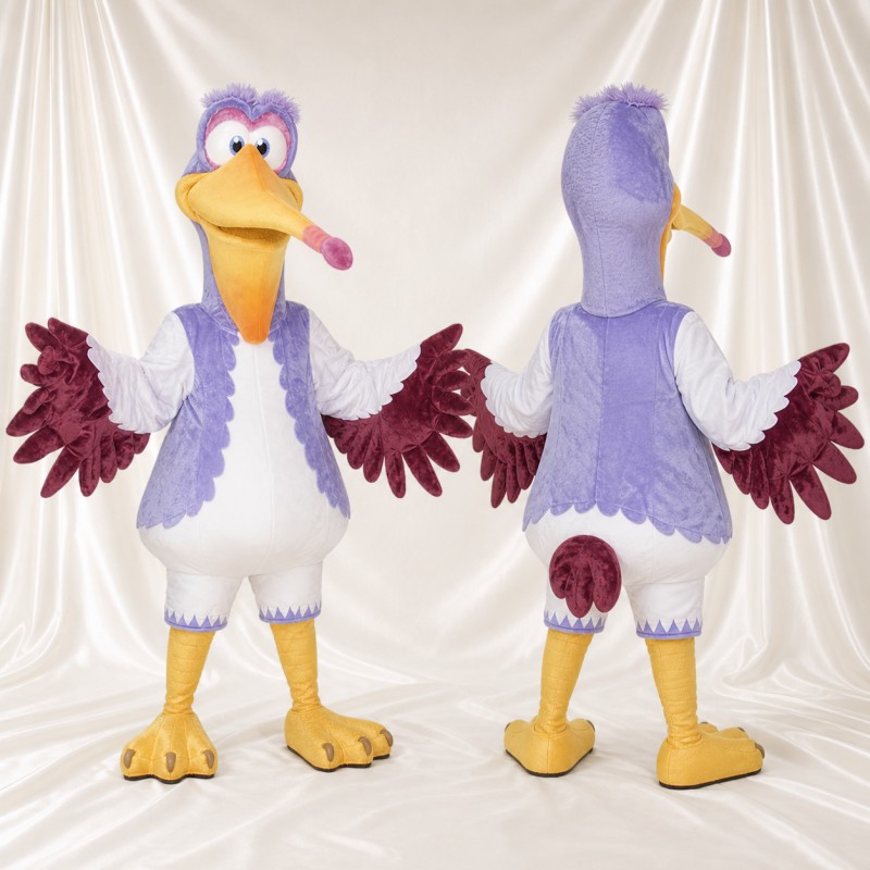 Purple Bird Mascot Costume Full Body for Adults School Events