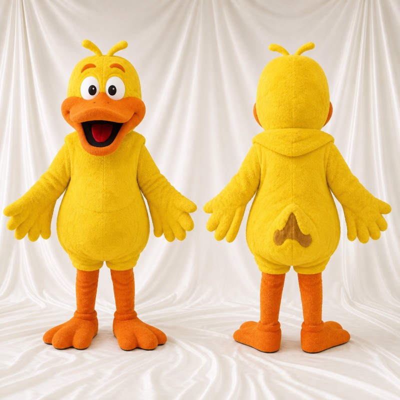 Yellow and Orange Duck Mascot Costume Full Body for Adults School Events