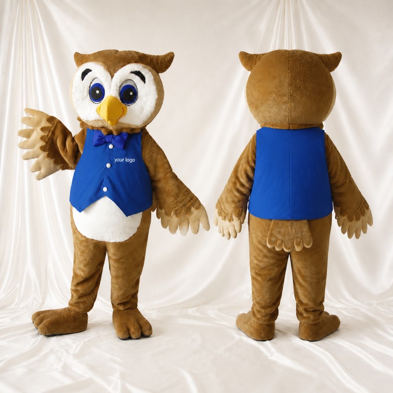 Brown Owl Worker Mascot Costume Full Body for Adults Promotions