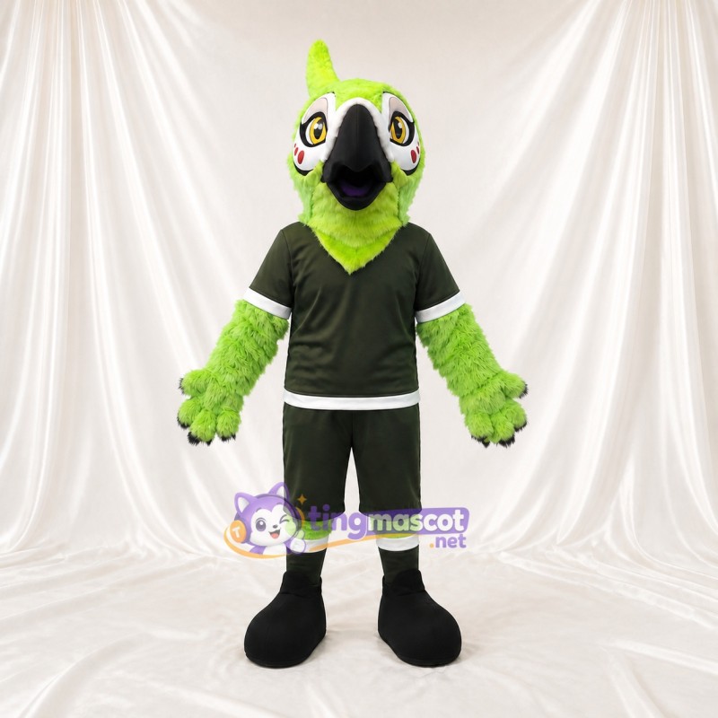Lime Black Eagle Athlete Mascot Costume Full Body for Adults Sports Events