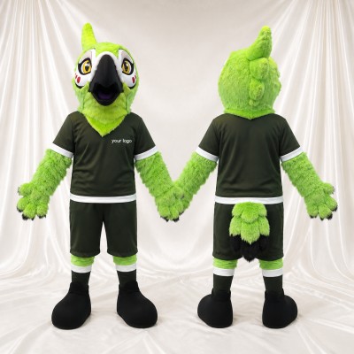 Lime Black Eagle Athlete Mascot Costume Full Body for Adults Sports Events