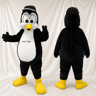 Black and White Penguin Mascot Costume Full Body for Adults School Events