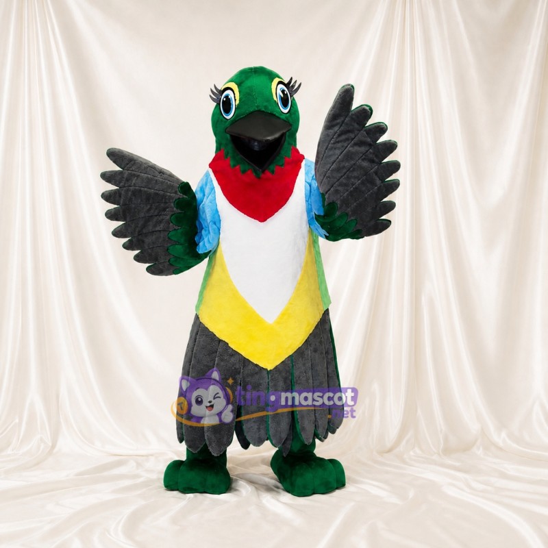 Green Parrot Mascot Costume Full Body for Adults School Events