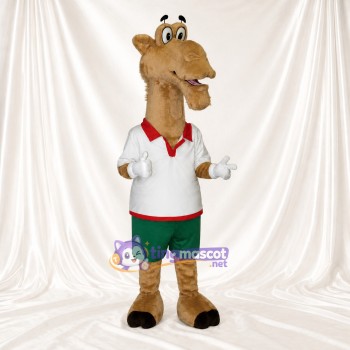 Chameau athlète beige Costume de mascotte intégral pour adultes Événements sportifs
