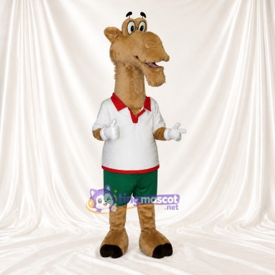 Chameau athlète beige Costume de mascotte intégral pour adultes Événements sportifs