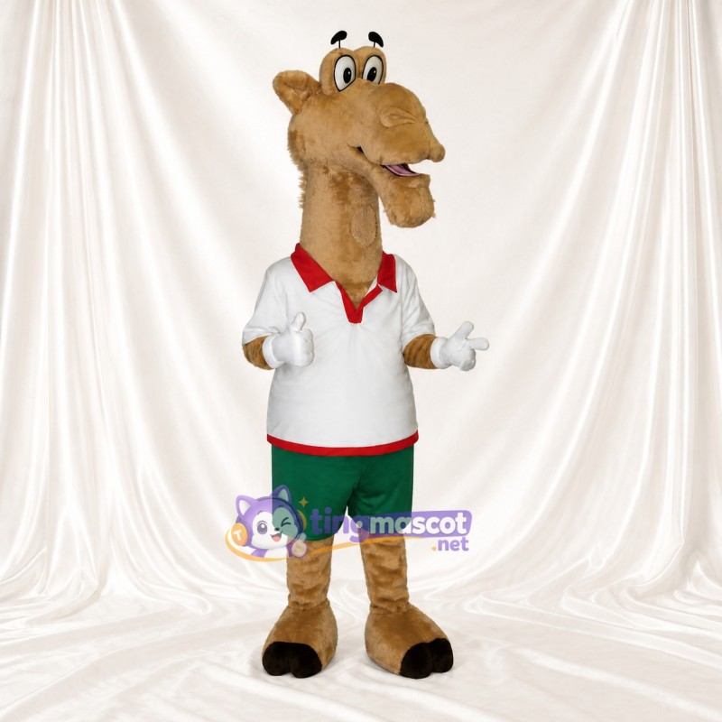 Chameau athlète beige Costume de mascotte intégral pour adultes Événements sportifs
