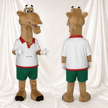 Chameau athlète beige Costume de mascotte intégral pour adultes Événements sportifs