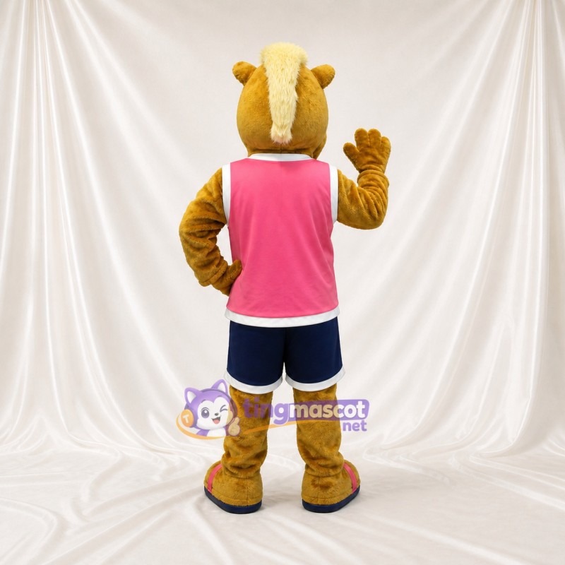 Beige Teamuniform Kamelathlet Maskottchenkostüm Ganzkörper für Erwachsene Sportveranstaltungen