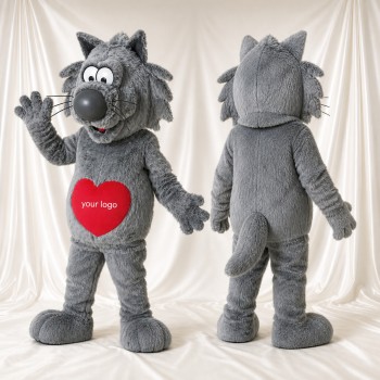 Construction Wolf Mascot Costume Full Body for Adults School Events