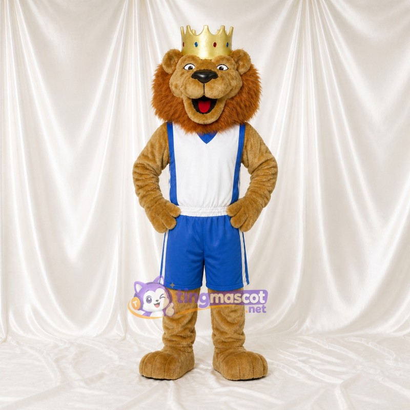 Crowned Lion Basketball Player Mascot Costume Full Body for Adults School Events