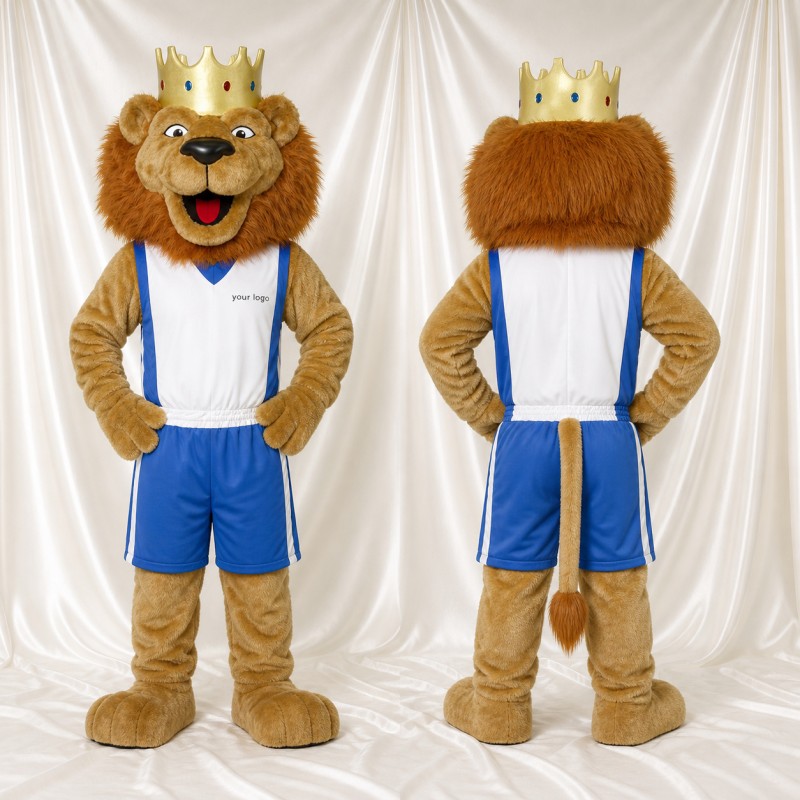 Crowned Lion Basketball Player Mascot Costume Full Body for Adults School Events