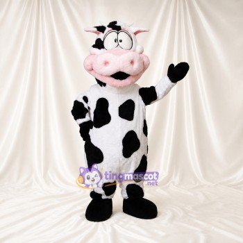 Black Spotted Cow Mascot Costume Full Body for Adults School Events