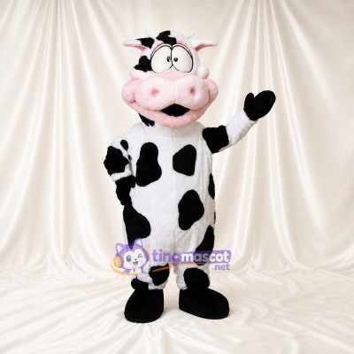Black Spotted Cow Mascot Costume Full Body for Adults School Events