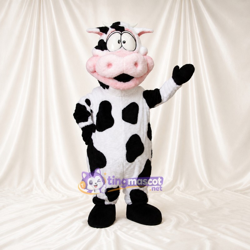 Black Spotted Cow Mascot Costume Full Body for Adults School Events