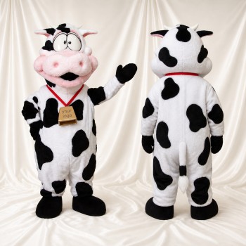 Black Spotted Cow Mascot Costume Full Body for Adults School Events