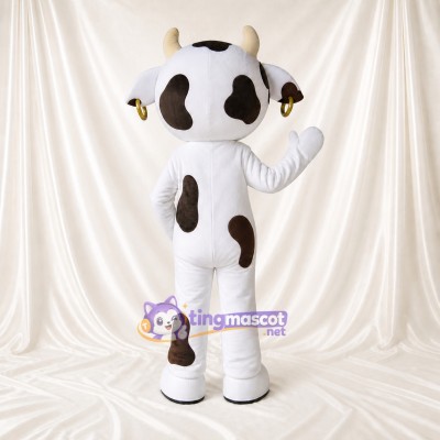 Vache blanche et brune Costume de mascotte intégral pour adultes Événements scolaires