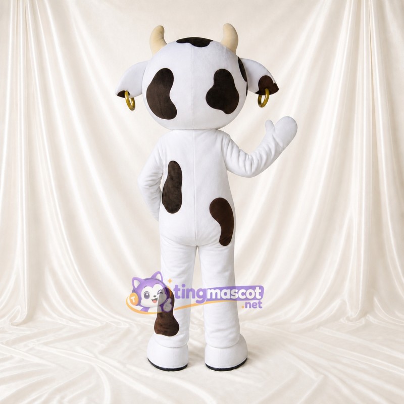 Vache blanche et brune Costume de mascotte intégral pour adultes Événements scolaires