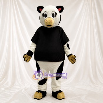 Black Cow Athlete Mascot Costume Full Body for Adults Sports Events