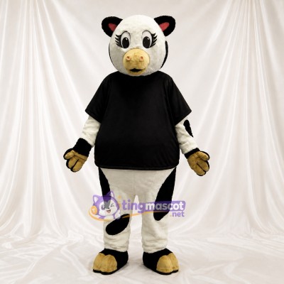 Black Cow Athlete Mascot Costume Full Body for Adults Sports Events