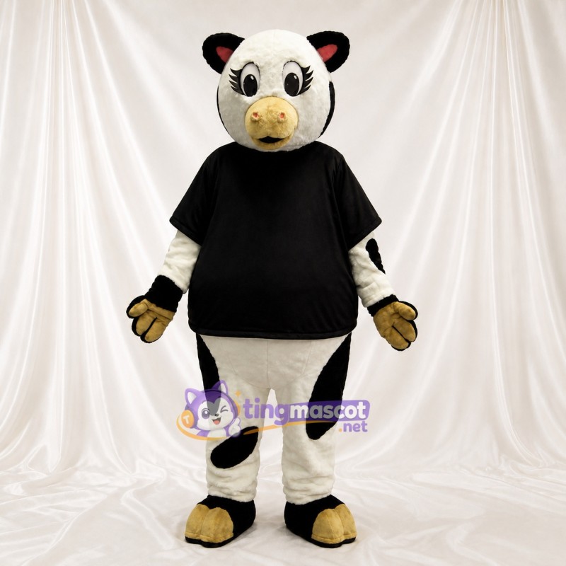 Black Cow Athlete Mascot Costume Full Body for Adults Sports Events