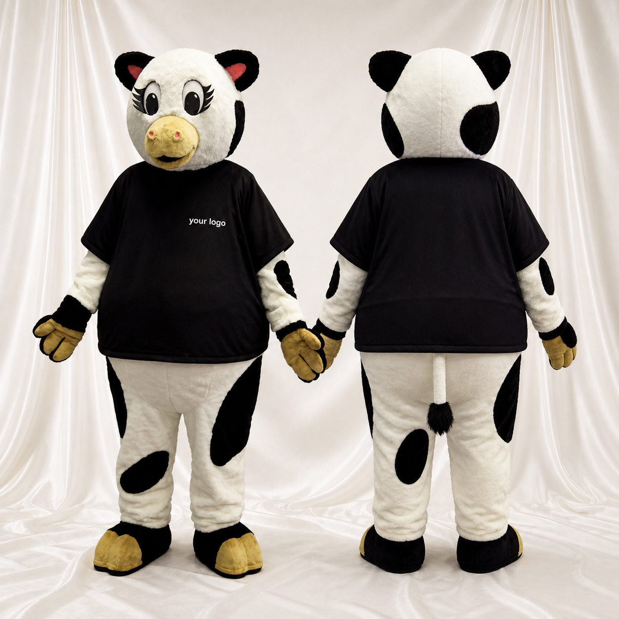 Vache Athlète Noire Costume de mascotte intégral pour adultes Événements sportifs Vache Athlète Noire Costume de mascotte intégral pour adultes Événements sportifs
