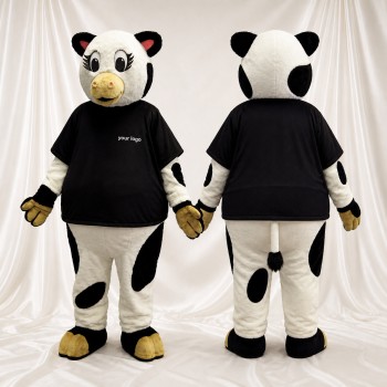 Black Cow Athlete Mascot Costume Full Body for Adults Sports Events