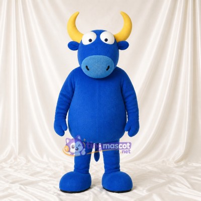 Blue Bull Mascot Costume Full Body for Adults School Events