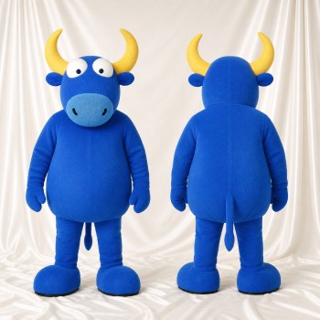 Blue Bull Mascot Costume Full Body for Adults School Events