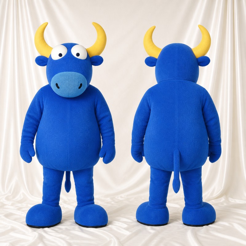 Blue Bull Mascot Costume Full Body for Adults School Events