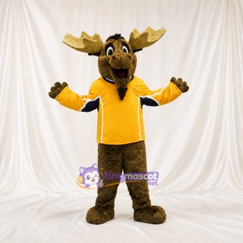 Brown and Orange Moose Athlete Mascot Costume Full Body for Adults Sports Events