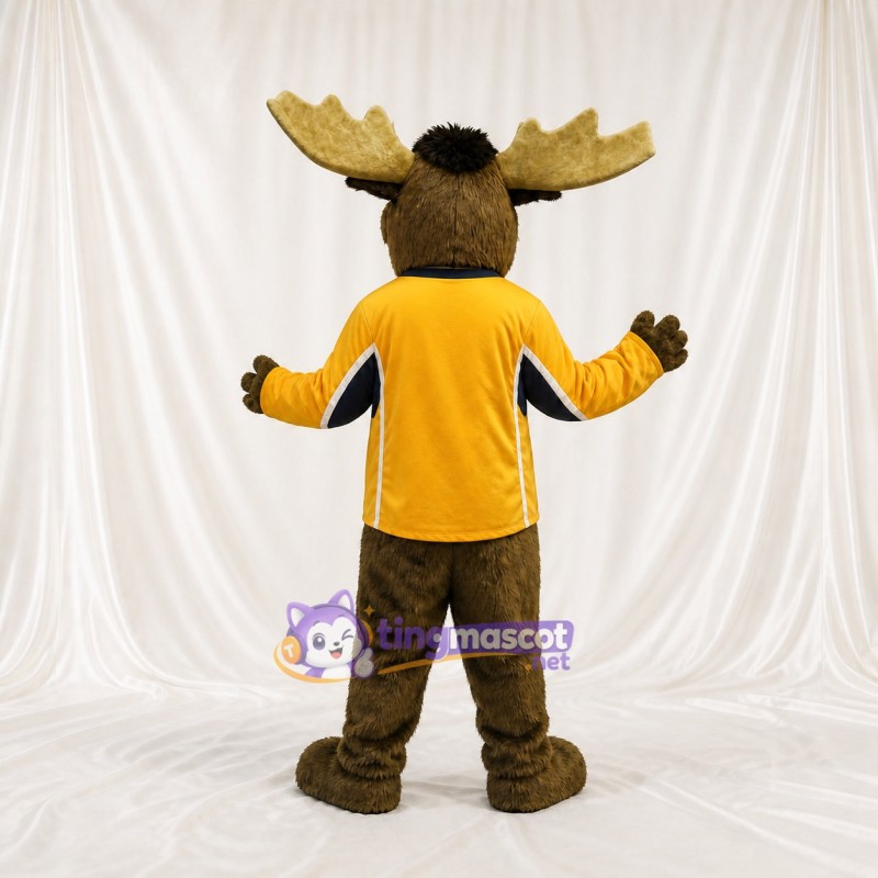 Brown and Orange Moose Athlete Mascot Costume Full Body for Adults Sports Events