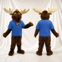 Brown and Blue Moose Athlete Mascot Costume Full Body for Adults Sports Events