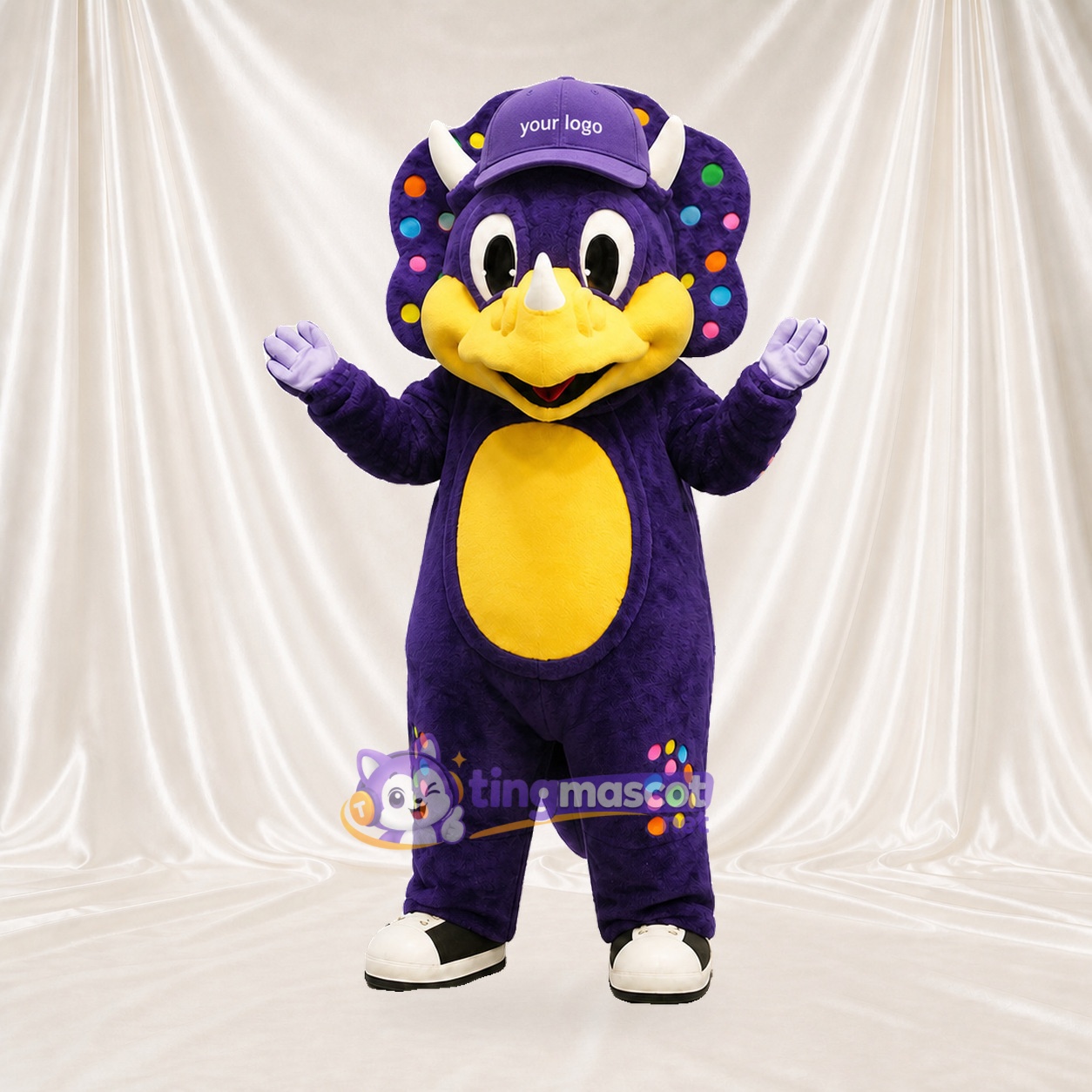 Dinosaure de Construction Violet Costume de mascotte intégral pour adultes Événements scolaires Dinosaure de Construction Violet Costume de mascotte intégral pour adultes Événements scolaires