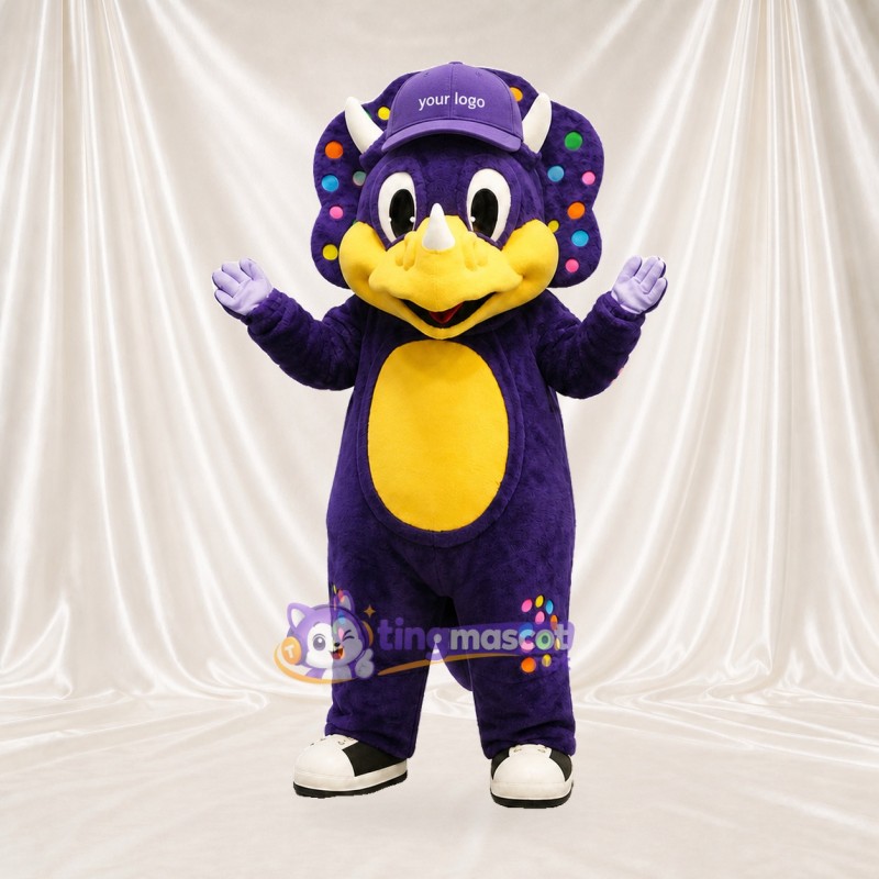 Purple Construction Dinosaur Mascot Costume Full Body for Adults School Events