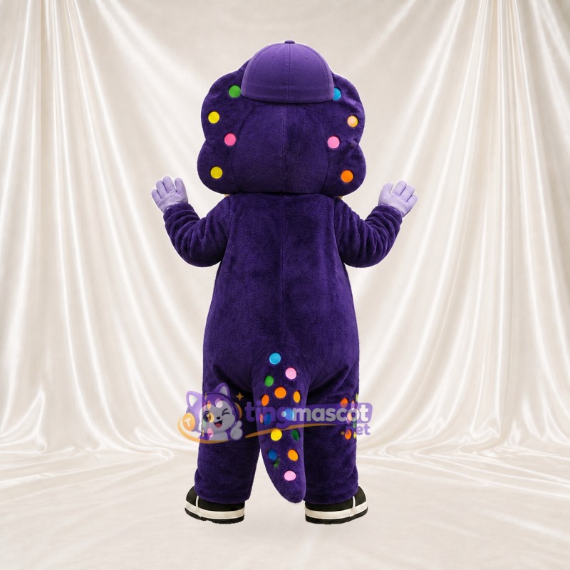 Purple Construction Dinosaur Mascot Costume Full Body for Adults School Events