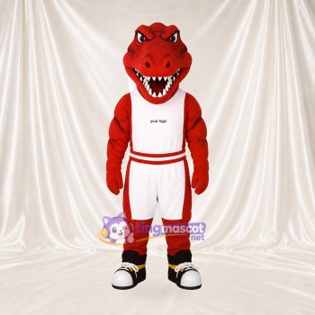 Dinosaure athlète en uniforme d'équipe rouge Costume de mascotte intégral pour adultes Sports