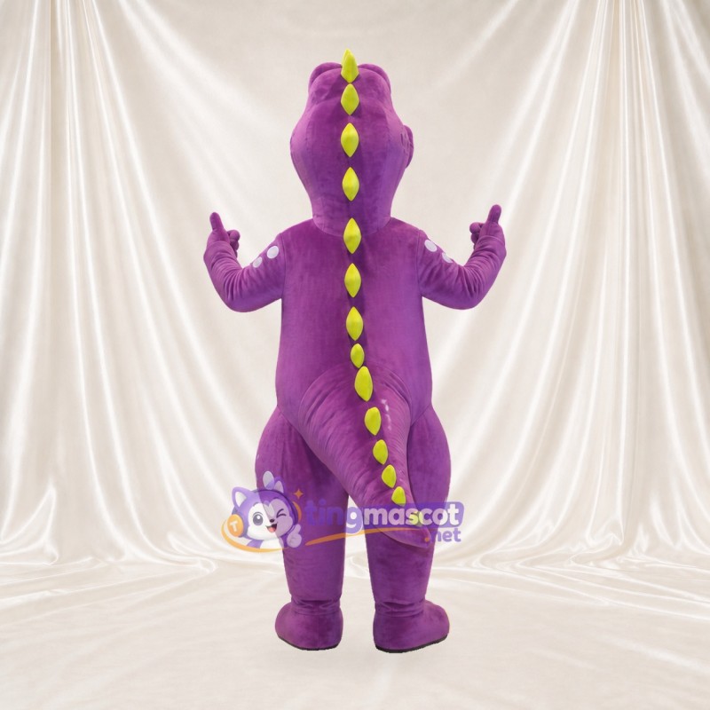 Purple and Yellow Dinosaur Mascot Costume Full Body for Adults School Events