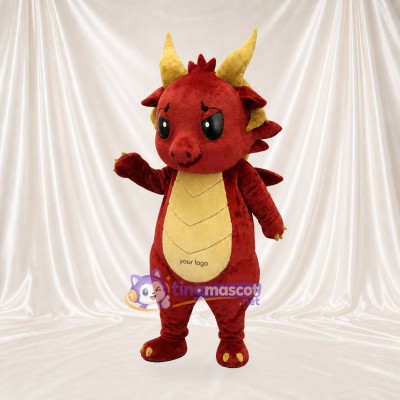 Red Construction Dragon Mascot Costume Full Body for Adults School Events