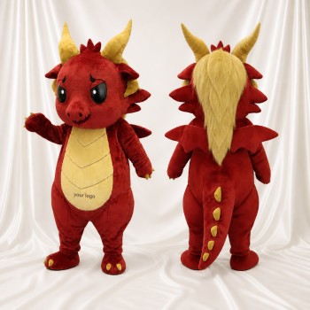 Dragon de Construction Rouge Costume de mascotte intégral pour adultes Événements scolaires