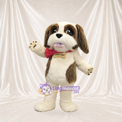 White Construction Dog Mascot Costume Full Body for Adults School Events