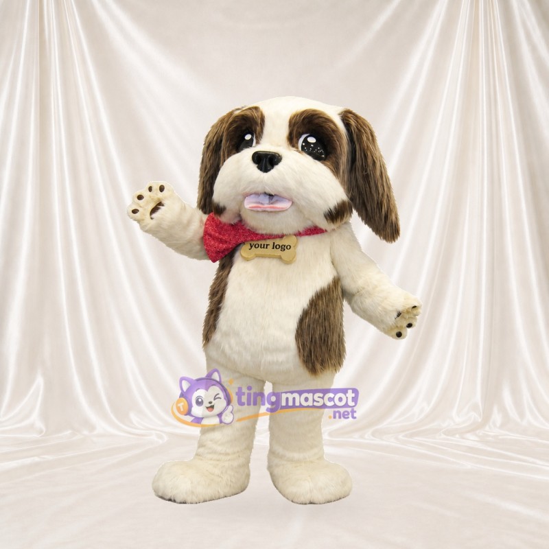 White Construction Dog Mascot Costume Full Body for Adults School Events