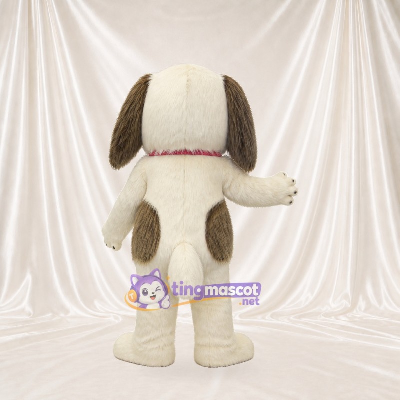 White Construction Dog Mascot Costume Full Body for Adults School Events